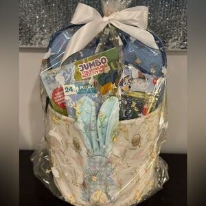 Easter Bunny Gift Basket - Blue Easter Basket with Plush Ears Bluey theme